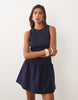 Mango Cotton Rich Racer Mini Dress In Navy