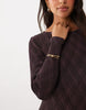 Mango Plisse Long Sleeve Midi Dress In Brown Diamond Print