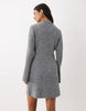 Aware High Neck Long Sleeve Knitted Mini Dress In Medium Grey Melange
