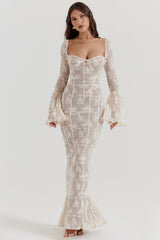 vintage cream lace maxi dress