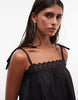 Reclaimed Vintage Mini Layering Dress With Lace Trims In Black
