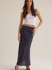 Elodie Polka Dot Linen Maxi Skirt