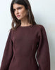 Nipped Waist Mini Dress In Burgundy