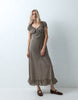 Gap Short Sleeve V-Neck Maxi Dress In Plaid