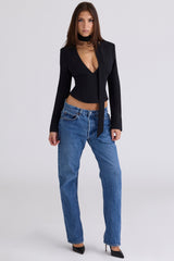 black crepe hourglass corset top