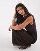 & Other Stories Mesh Midi Dress With Drape Detail In Dark Brown