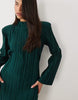 Exaggerated Sleeve Plisse Mini Dress In Emerald Green
