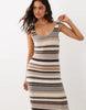 Abercrombie & Fitch Knitted Dress In Brown And Cream Stripe