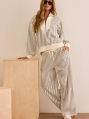 Fine Line Stripe Quarter-Zip Pullover
