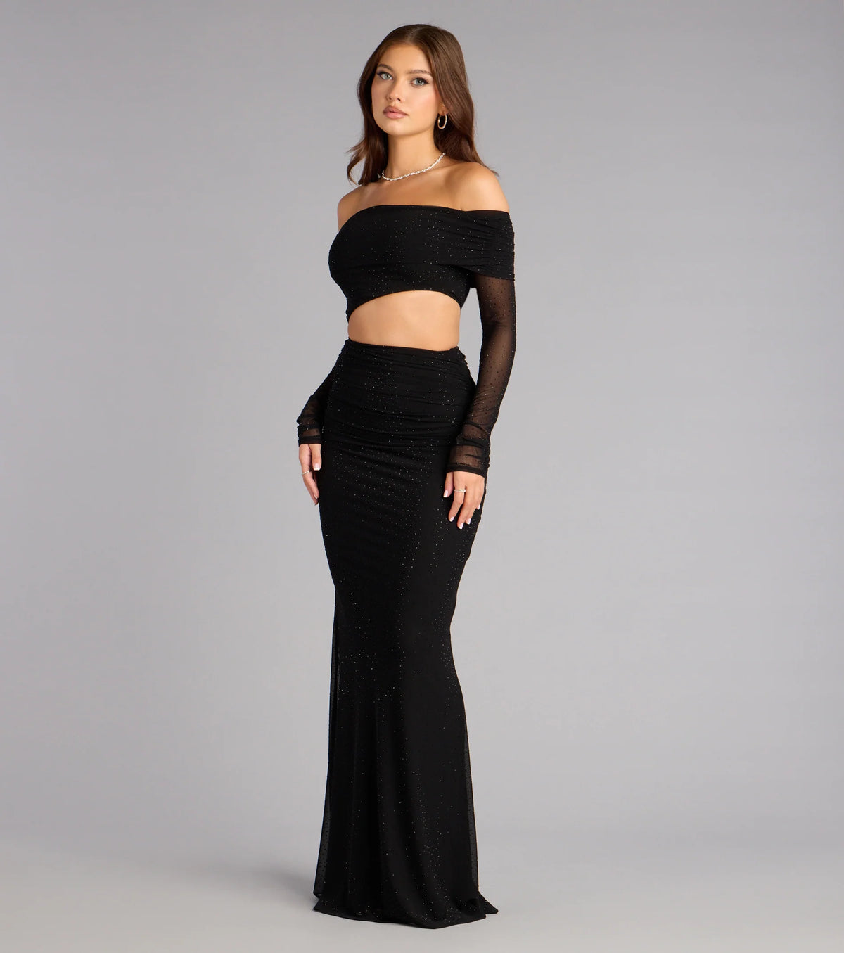 Lila Rhinestone Mermaid Formal Dress