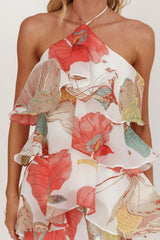 Darylyn Tiered Ruffle Maxi Dress Floral Red