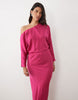 Fallen Shoulder Maxi Dress In Pink