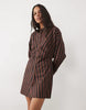 New Look Stripe Shirt Mini Dress In Brown