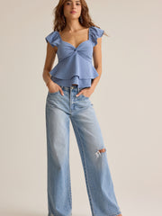Cressida Flutter Sleeve Babydoll Top