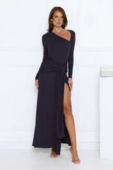 Sophisticated Silhouette Long Sleeve Maxi Dress Navy