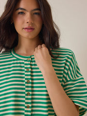 Keaton Button-Up Stripe Top