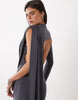 One Shoulder Slinky Maxi Dress With Sweeping Sash Detail In  Charcoal