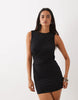 Oh Polly Slinky Backless Drape Detail Mini Dress In Black