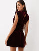 Asos Luxe Velvet Ruched Bust Structured Mini Dress In Burgundy