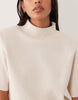Shoulder Pad Short Sleeve Ruched Dress In Cream