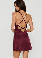 Coralinna Sequin Bust Low Back Mini Dress Cherry