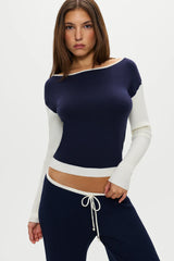 Vail Off The Shoulder Knit Shirt - Deep Sea