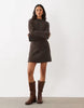 Aware High Neck Long Sleeve Knitted Mini Dress In Chocolate Brown