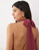 Chiffon Scarf Detail Halter Maxi Dress In Raspberry