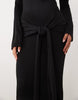 Pretty Lavish Knitted Bardot Tie Detail Maxi Dress In Black