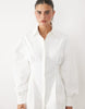 Missyempire Cinch Waist Balloon Sleeve Mini Shirt Dress In White