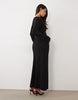 Pretty Lavish Knitted Keyhole Detail Long Sleeve Maxi Dress In Black