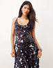 Disc Scatter Sequin Scoop Neck Maxi Dress In Midnight