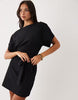 Ruched Waist Mini Dress In Black