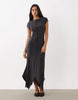 Supersoft Exposed Seam Midi Dress In Charcoal