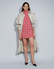 High Funnel Neck Mini Dress In Red Boucle