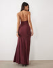 Halterneck Maxi Dress With Twisted Waist Detail In Wine