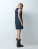 Gap Sleeveless Suede Mini Dress In Dark Wash Stripe