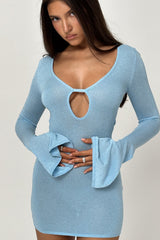 ocean blue knit mini dress - sale