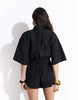 High Neck Short Sleeve Techy Playsuit In Black