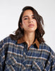 Relaxed Mini Shirt Dress With Contrast Cord Trims In Navy Check