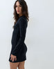 Cotton Asym Rib Mini Dress In Black