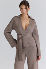 taupe wool wrap contour jacket