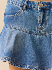 Virella Ruffle Denim Mini Skort