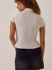 Leanna Dot Twist Front Top