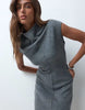 Supersoft Asym Draped Mini Dress In Charcoal