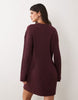 Miss Selfridge Knit Rib Cosy Mini Dress In Plum