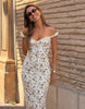 Bershka Lace Crinkle Midi Dress In Ecru