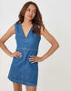 Threadbare Denim V-Neck Mini Dress In Mid Wash