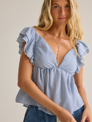Kim Stripe Ruffle Top