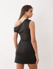 Off Shoulder Sculpted Mini Dress In Black Scuba-Style Fabric